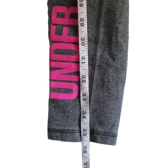 Under Armour Heat Gear Workout Women Leggings Small Gray Pink Logo - Picture 8 of 8